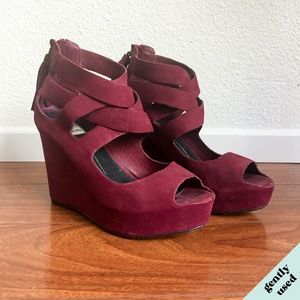 Dolce Vita Maroon Platform Wedge Sandals